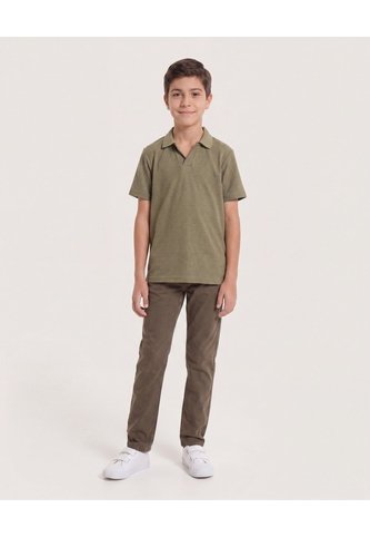 Polo Básico Cuello V Para Niño  Infantil Niño Verde Ostu Ostu
