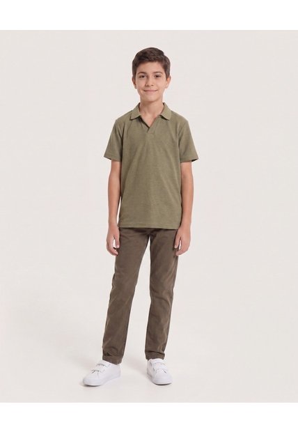 Polo Básico Cuello V Para Niño  Infantil Niño Verde Ostu