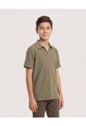 Polo Básico Cuello V Para Niño Infantil Niño Verde Ostu