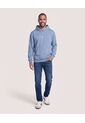 Hoodie Con Estampado Frontal  Para Hombre Azul Ostu de Ostu