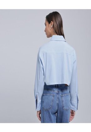 Camisa Para Mujer Manga Larga Color Celeste Marca Ostu #40010234