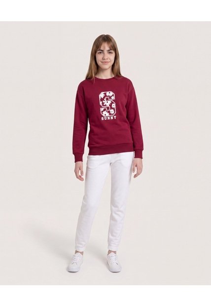Buzo Sunny Flores Bordadas Para Niña  Infantil Niña Vino Ostu