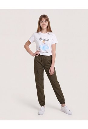 Pantalón Cargo Utility Fit Para Niña  Infantil Niña Verde Ostu