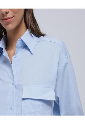 Camisa Para Mujer Manga Larga Color Celeste Marca Ostu #40010234