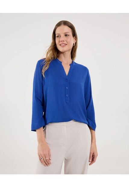 Blusa Para Mujer Manga 3/4 Color Azul Marca Ostu #40121165