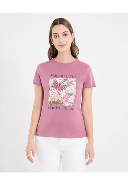 Camiseta  Para Mujer Manga Corta Cuello Redondo Color Morado Marca Ostu #40092673