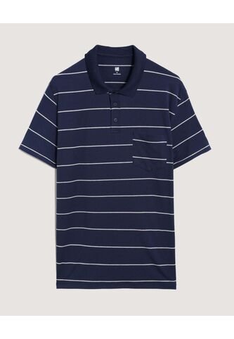 Polo  Para Hombre Cuello Tejido Con Bolsillo Color Azul Marca Ostu #60110899 Ostu