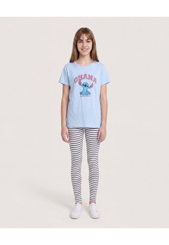 Camiseta Stitch Ohana Forever Para Niña  Infantil Niña Celeste Ostu Ostu