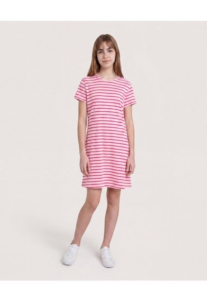 Vestido Rayas Everyday Para Niña  Infantil Niña Rosa Ostu