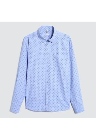 Camisa Para Hombre Manga Larga Con Bolsillo Color Azul  Marca Ostu #60010643 Ostu