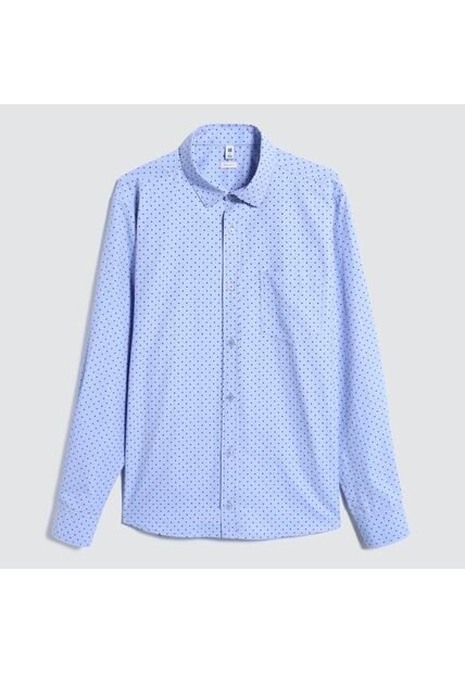 Camisa Para Hombre Manga Larga Con Bolsillo Color Azul  Marca Ostu #60010643