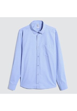 Camisa Para Hombre Manga Larga Con Bolsillo Color Azul  Marca Ostu #60010643
