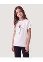 Camiseta Manga Corta Sirena  Infantil Niña Crema Ostu de Ostu