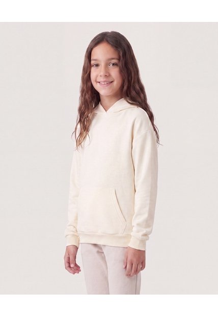 Buzo Hoodie Con Estampado Veraniego  Infantil Niña Crema Ostu