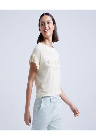 Camiseta Para Mujer Manga Corta Color Amarillo  Marca Ostu #40091706 Ostu