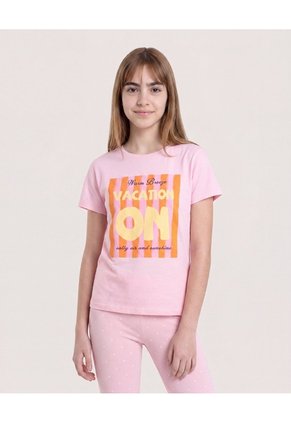 Camiseta Vacation Mode On Para Niña Infantil Niña Rosa Ostu