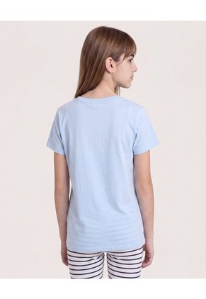 Camiseta Stitch Ohana Forever Para Niña Infantil Niña Celeste Ostu