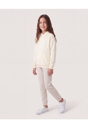 Buzo Hoodie Con Estampado Veraniego  Infantil Niña Crema Ostu