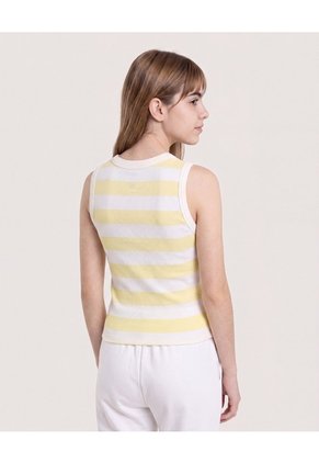 Camiseta Tank Rayas De Verano Para Niña  Infantil Niña Crema Ostu