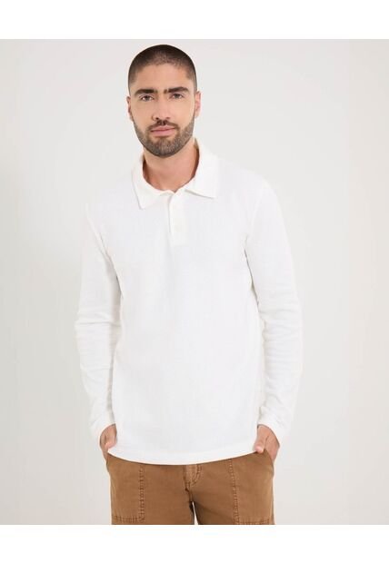 Polo  Para Hombre M/L Cuello Maquina Sin Bolsillo Color Crema Marca Ostu #60110859