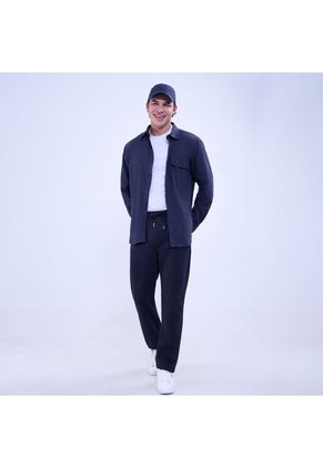 Camisa Para Hombre Manga Larga Con Bolsillo Color Azul  Marca Ostu #60010764