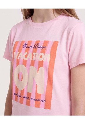 Camiseta Vacation Mode On Para Niña Infantil Niña Rosa Ostu