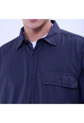 Camisa Para Hombre Manga Larga Con Bolsillo Color Azul  Marca Ostu #60010764