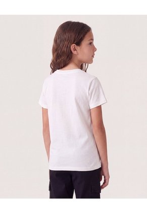 Camiseta Manga Corta Sirena Infantil Niña Crema Ostu