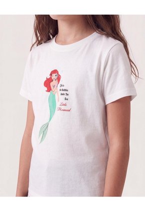 Camiseta Manga Corta Sirena Infantil Niña Crema Ostu