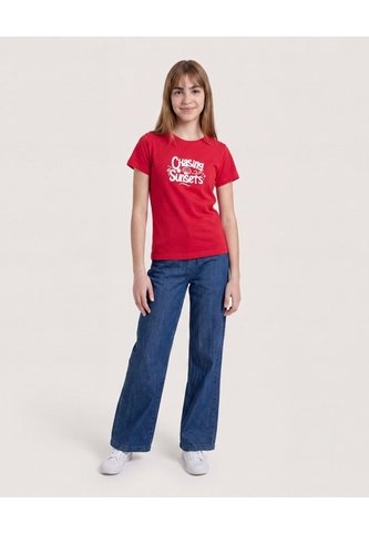 Camiseta Chasing Sunsets Para Niña  Infantil Niña Rojo Ostu Ostu