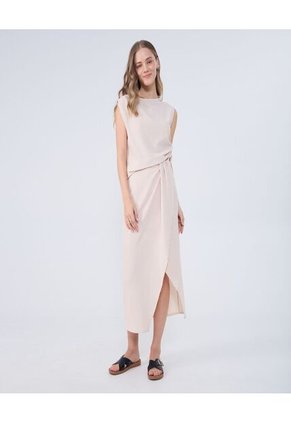 Falda Para Mujer Medio Color Arena Marca Ostu #40140157