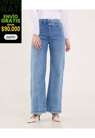 Jean Para Mujer Wide-Leg Color Azul Marca Ostu #40160587 Ostu