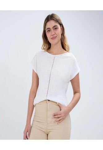 Camiseta Para Mujer Manga Corta Color Crema Marca Ostu #40092033 Ostu