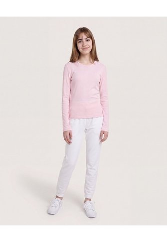 Camiseta Acanalada Manga Larga Para Niña  Infantil Niña Rosa Ostu Ostu
