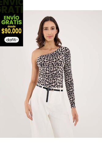 Body Para Mujer Manga Larga Color Beige Marca Ostu #40200206 Ostu