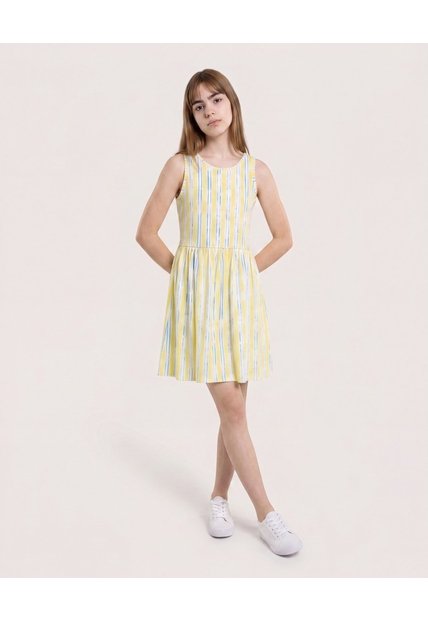 Vestido Rayas De Verano Para Niña  Infantil Niña Crema Ostu