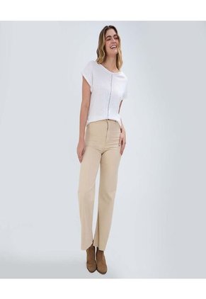 Camiseta Para Mujer Manga Corta Color Crema Marca Ostu #40092033