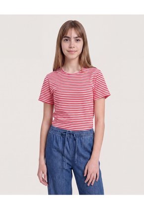 Camiseta Cropped Rayas Marineras Para Niña Infantil Niña Rosa Ostu