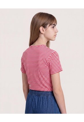 Camiseta Cropped Rayas Marineras Para Niña Infantil Niña Rosa Ostu
