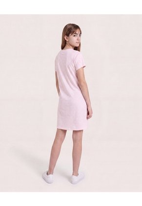Vestido Rayas Soft Mood Para Niña  Infantil Niña Rosa Ostu
