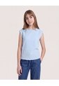 Camiseta Texturizada Manga Sisa Para Niña  Infantil Niña Azul Ostu de Ostu