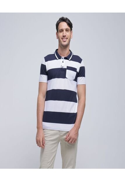 Polo Para Hombre Cuello Tejido Con Bolsillo Color Azul  Marca Ostu #60110683