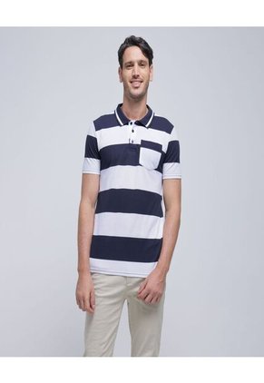 Polo Para Hombre Cuello Tejido Con Bolsillo Color Azul  Marca Ostu #60110683