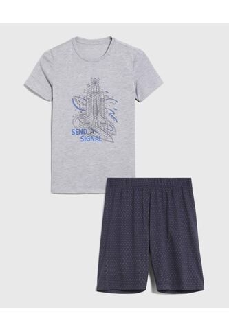 Pijama Infantil Niño M/C P/C Color Gris Marca Ostu #80040097 Ostu