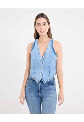 Chaleco  Para Mujer Plano Color Azul Marca Ostu #40250028 Ostu