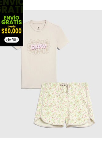 Pijama Infantil Niña M/C P/C Color Gris Marca Ostu #90040076 Ostu