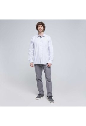 Camisa Para Hombre Manga Larga Con Bolsillo Color Gris  Marca Ostu #60010686