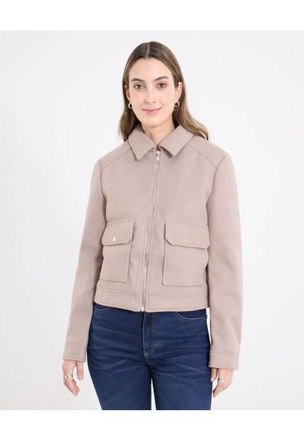 Chaqueta  Para Mujer Trucker Color Beige Marca Ostu #40080258