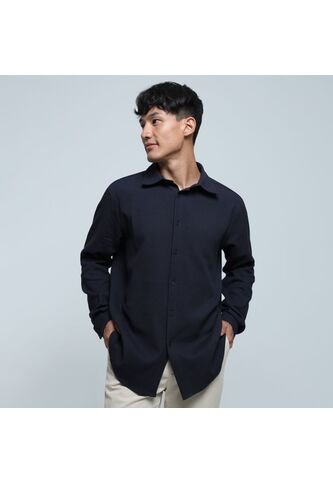 Camisa Para Hombre Manga Larga Sin Bolsillo Color Azul  Marca Ostu #60010702 Ostu