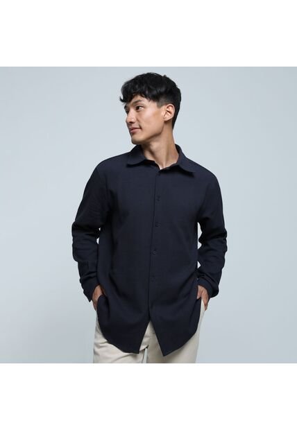 Camisa Para Hombre Manga Larga Sin Bolsillo Color Azul  Marca Ostu #60010702